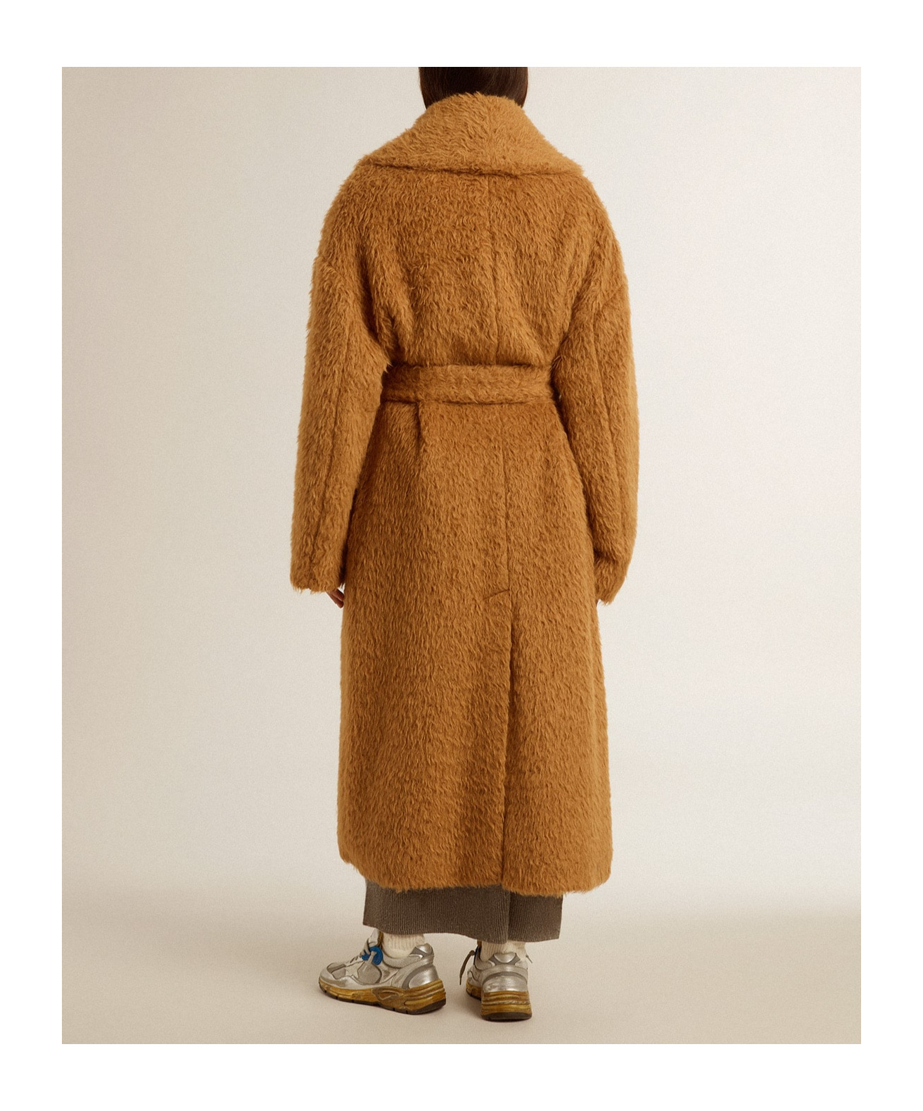 Golden Goose Belted Over Coat In Brown