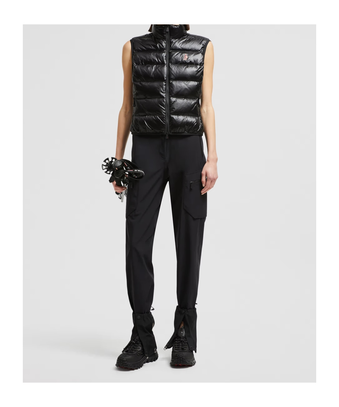 Moncler Gilet Zippé Matelassé En Jersey In Black