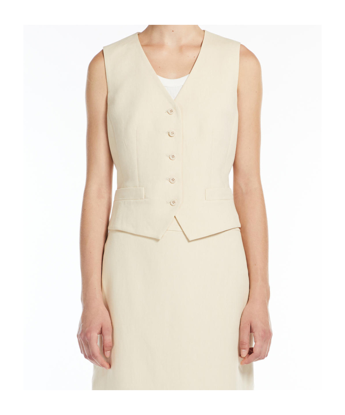 Weekend Max Mara V-neck Sleeveless Vest In Nude
