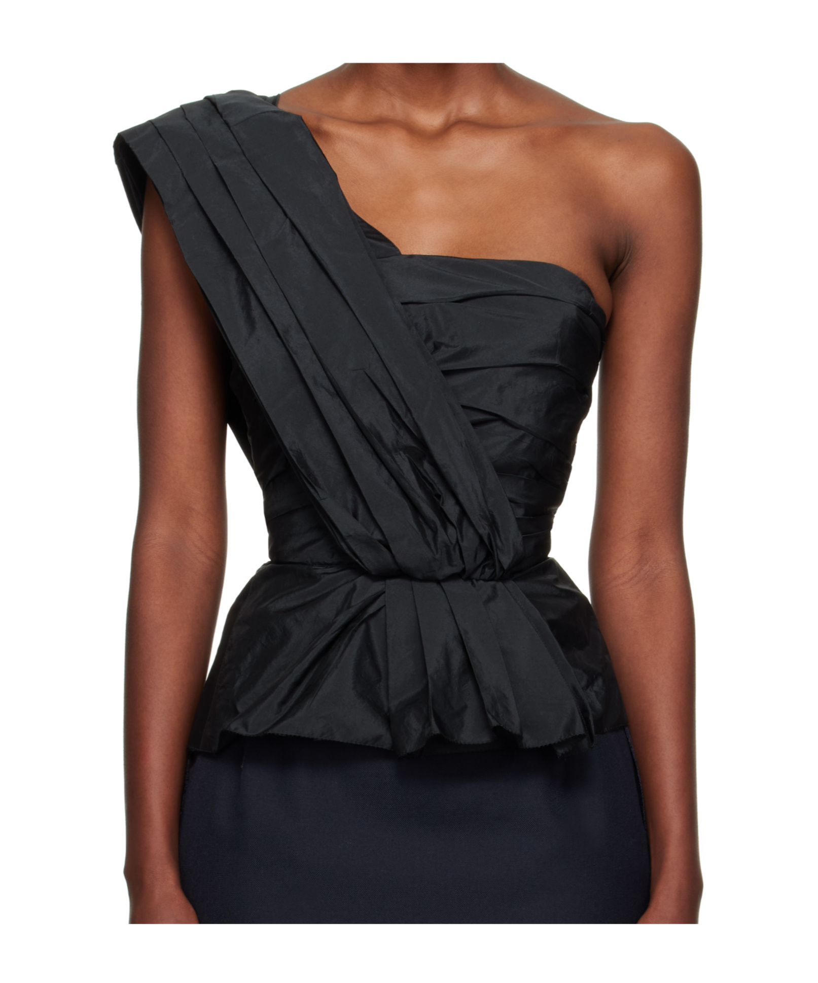 Maison Margiela Asymmetric Draped Top Woman Black In Black