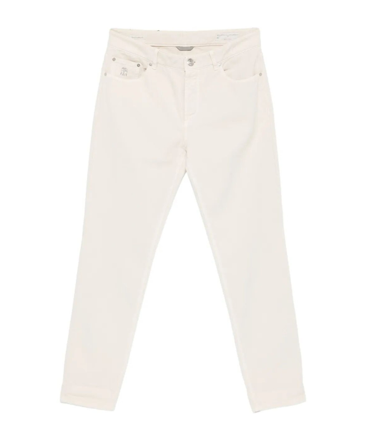 Brunello Cucinelli Cotton Trousers With Belt Loops And Rolled Cuffs In White