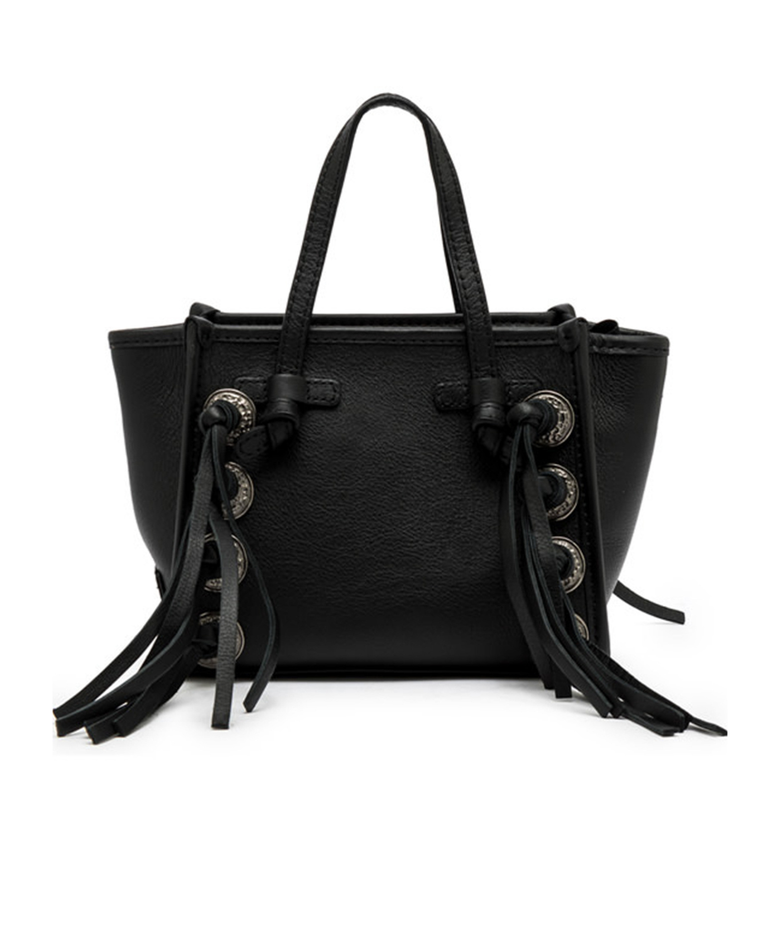 Gianni Chiarini Miss Marcella Black Leather Bag With Fringes In Black
