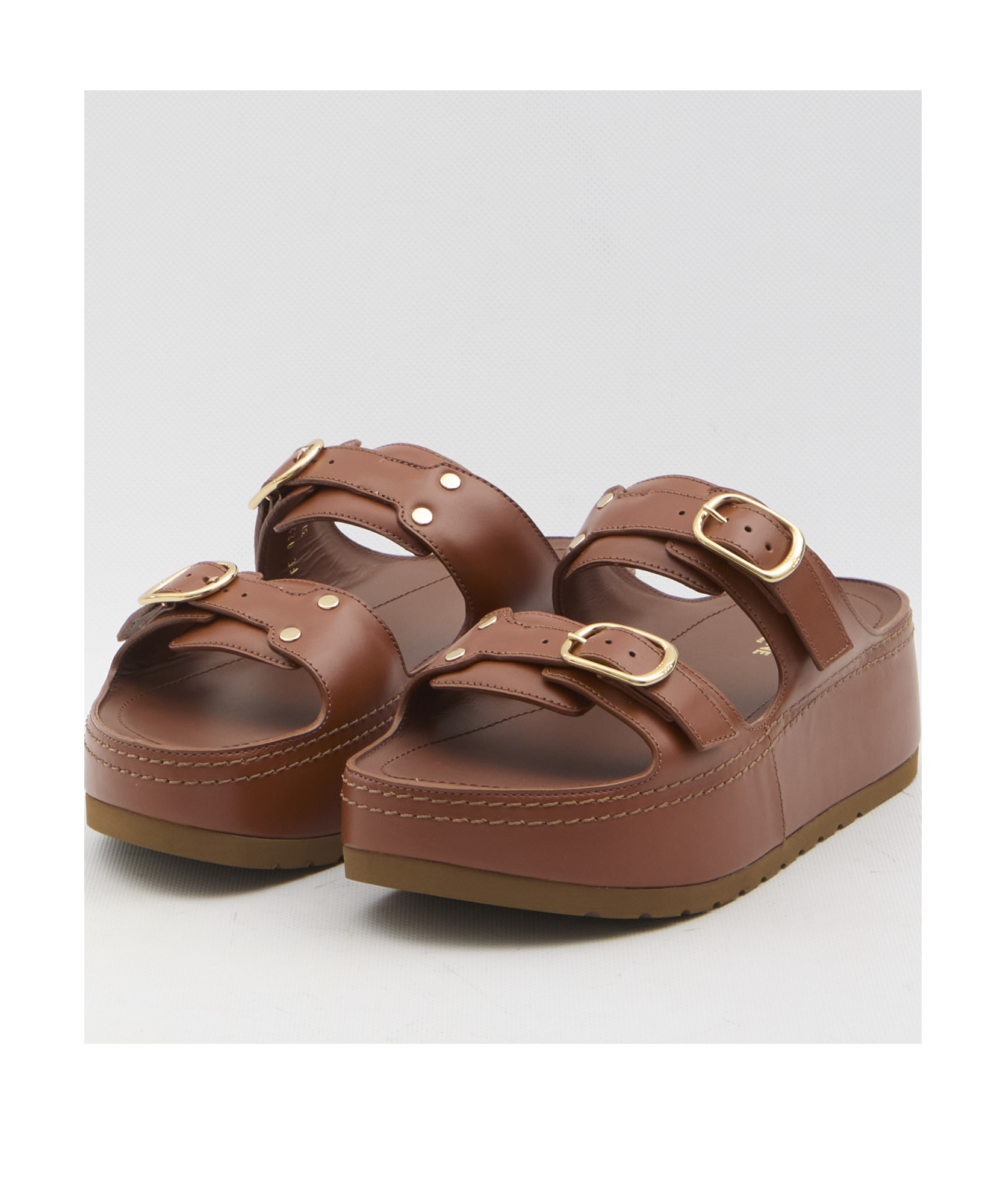Celine Platform Slippers In Brown