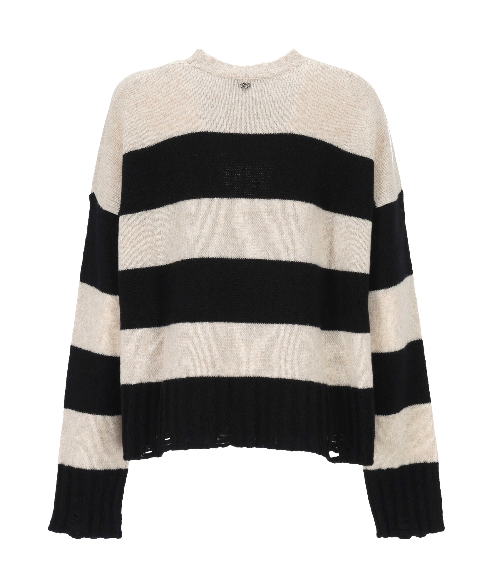 Aniye By Striped Distressed Sweater In Black