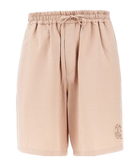 Emporio Armani Soft-touch Modal Bermuda Shorts With Peace-inspired Print In Nude