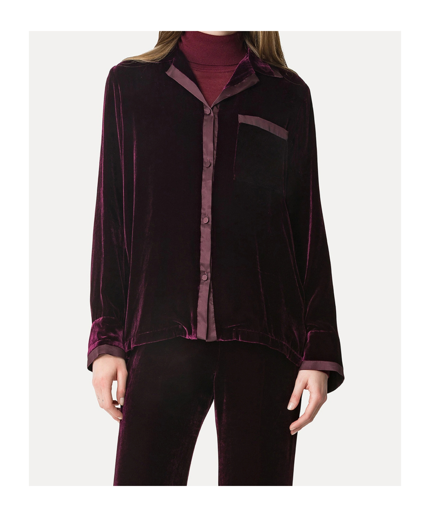 Forte Forte Plainvelvet Shirt With A Relaxed Fit And Satin Detailing In Black