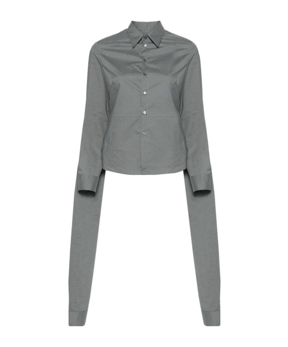 Mm6 Maison Margiela Double-sleeves Cotton Shirt In Gray