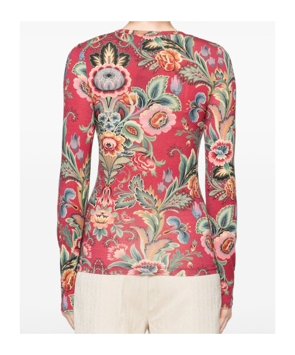 Etro Floral Pattern Long-sleeved Knitwear Sweater In Red