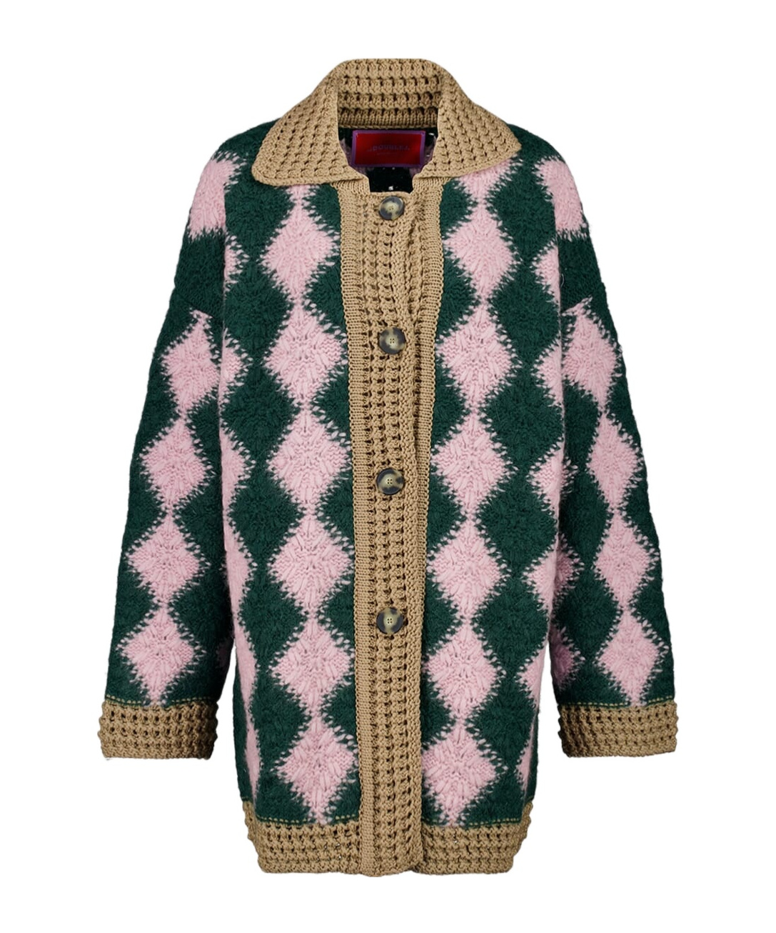 La Doublej Diamond-pattern Cardigan In Multi