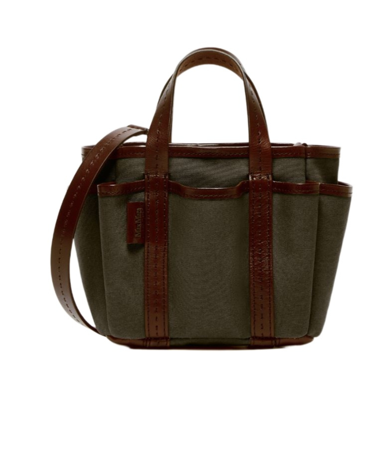 Max Mara Canvas And Leather Giardiniera Mini Tote Bag In Brown