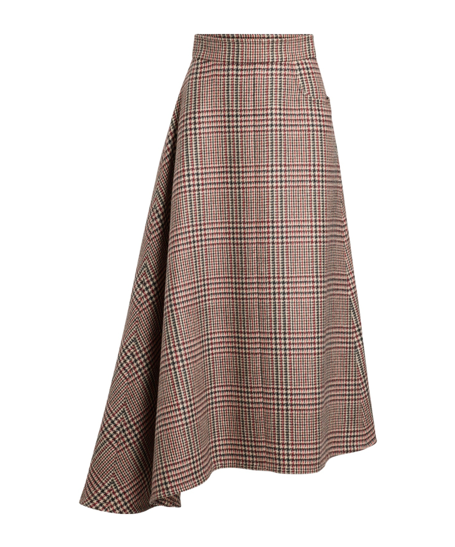 Patou Houndstooth Asymmetrical Midi Skirt In Multi