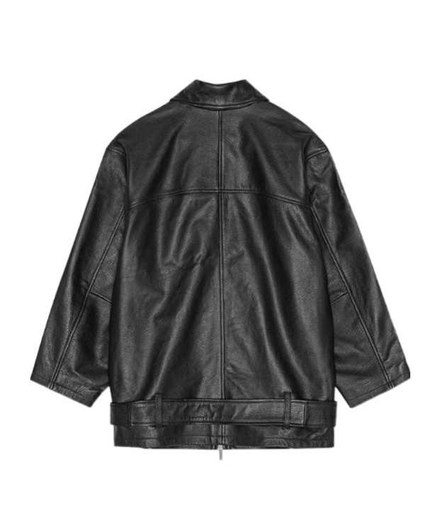 Remain Birger Christensen Black Oversize Leather Jacket In Black