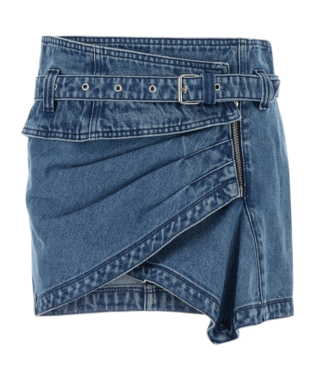 Isabel Marant Asymmetric Hem Mini Skirt Featuring Pockets In Blue