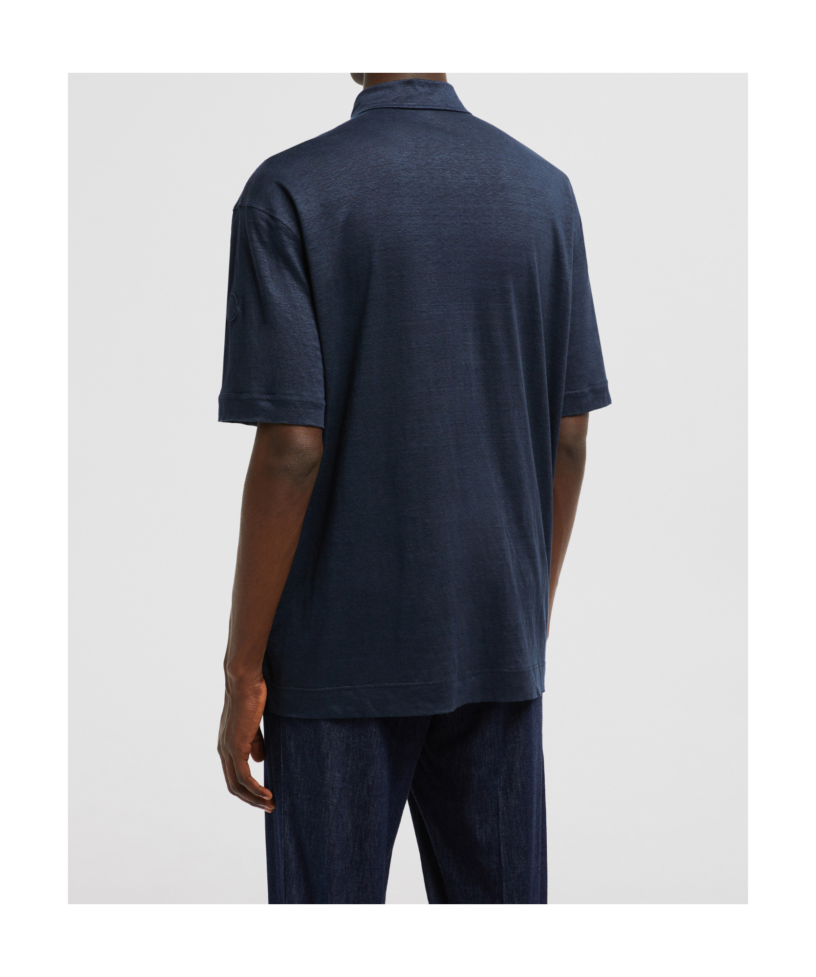 Shop Moncler Linen Polo Shirt