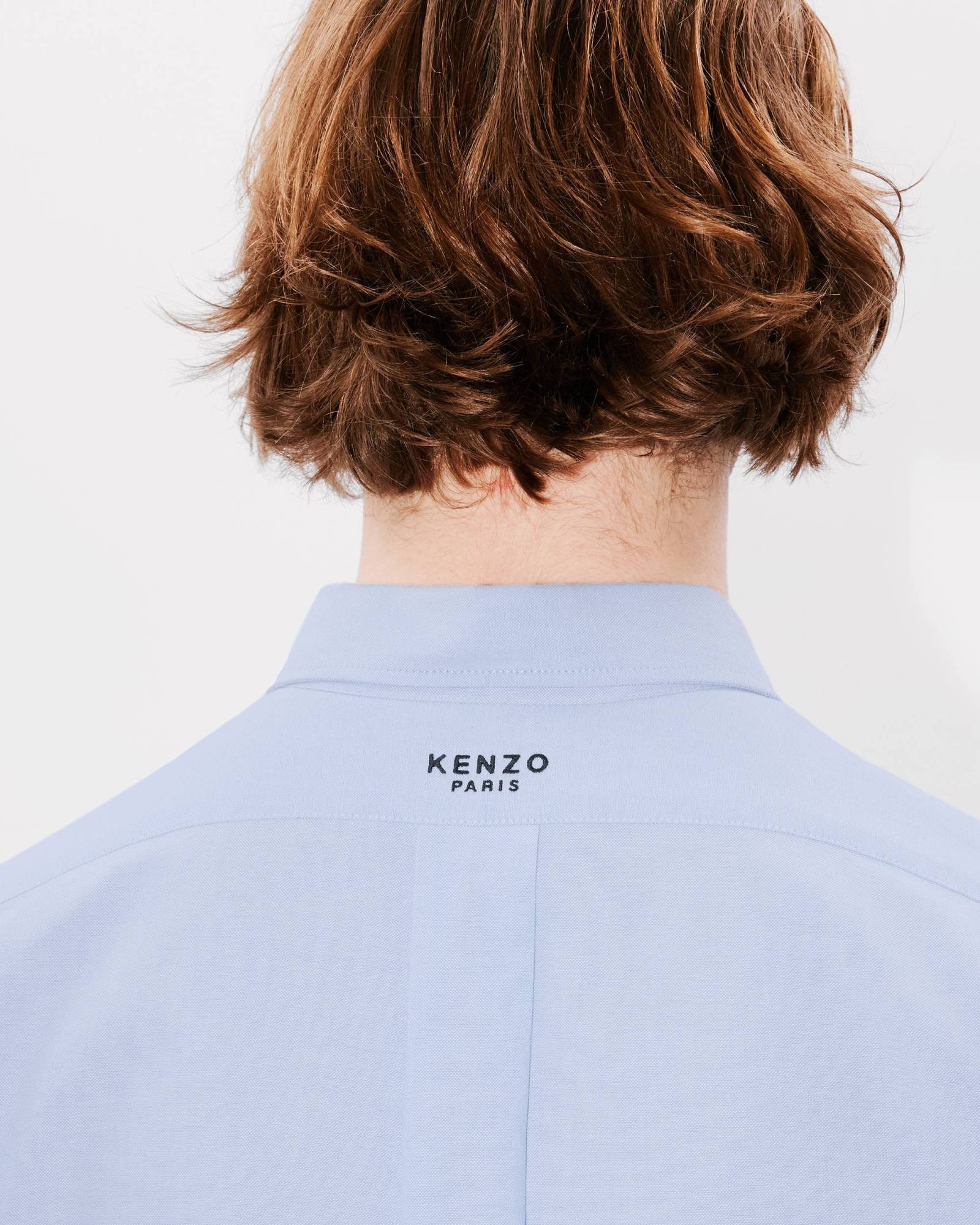 Kenzo Collared Shirt With Long Sleeves And Buttoned Cuffs In Blue