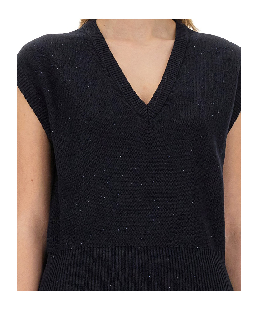 Shop Fabiana Filippi Cotton And Linen Vest With Sequins