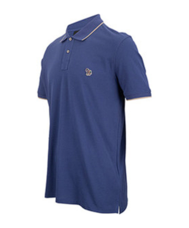 Paul Smith Logo Pattern Polo Shirt In Blue