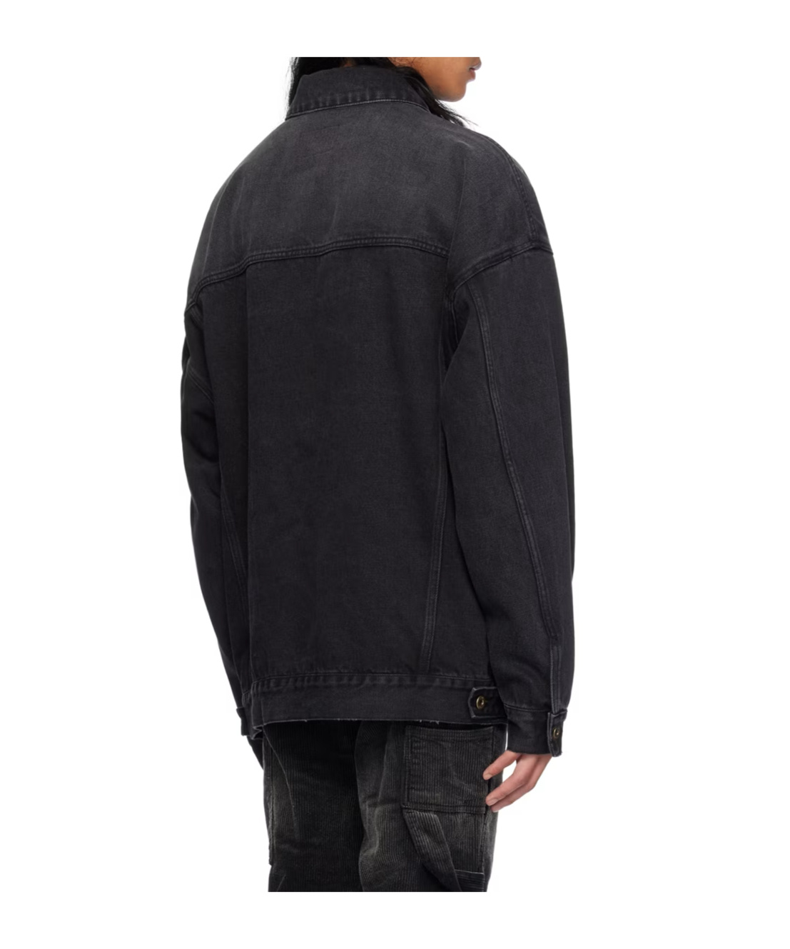 We11 Done Logo Embroidered Denim Coat In Black