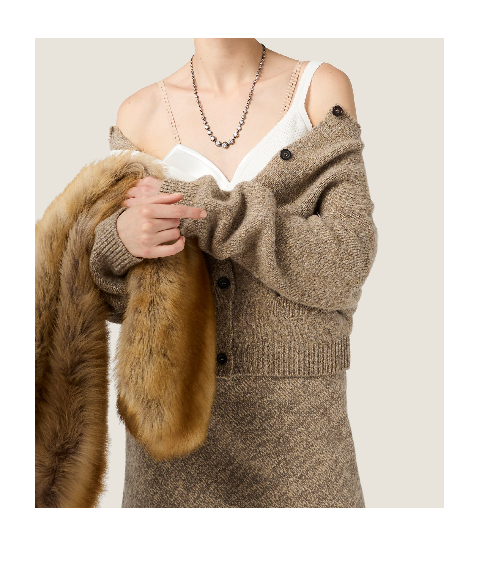 Miu Miu Wool Knit Skirt In Brown