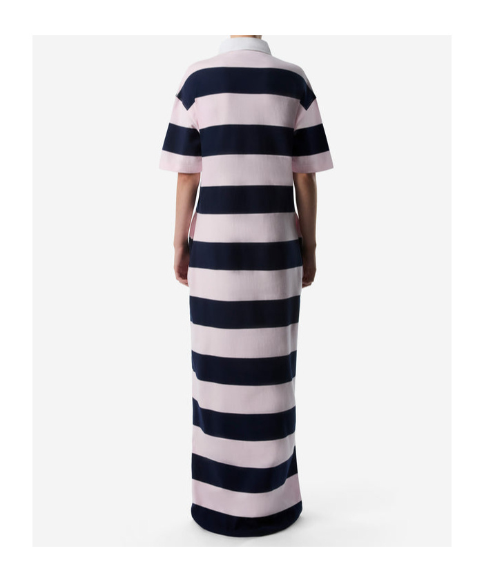 Coperni Striped Polo Long Dress Woman Navy E Pink In Black