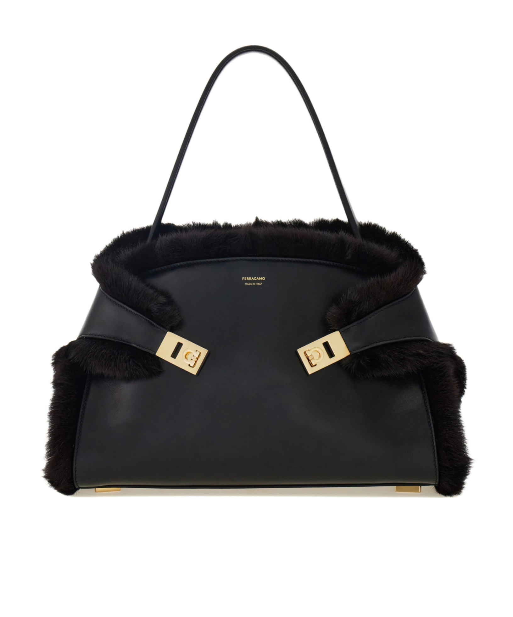 Ferragamo Hug Soft Shoulder Bag In Black