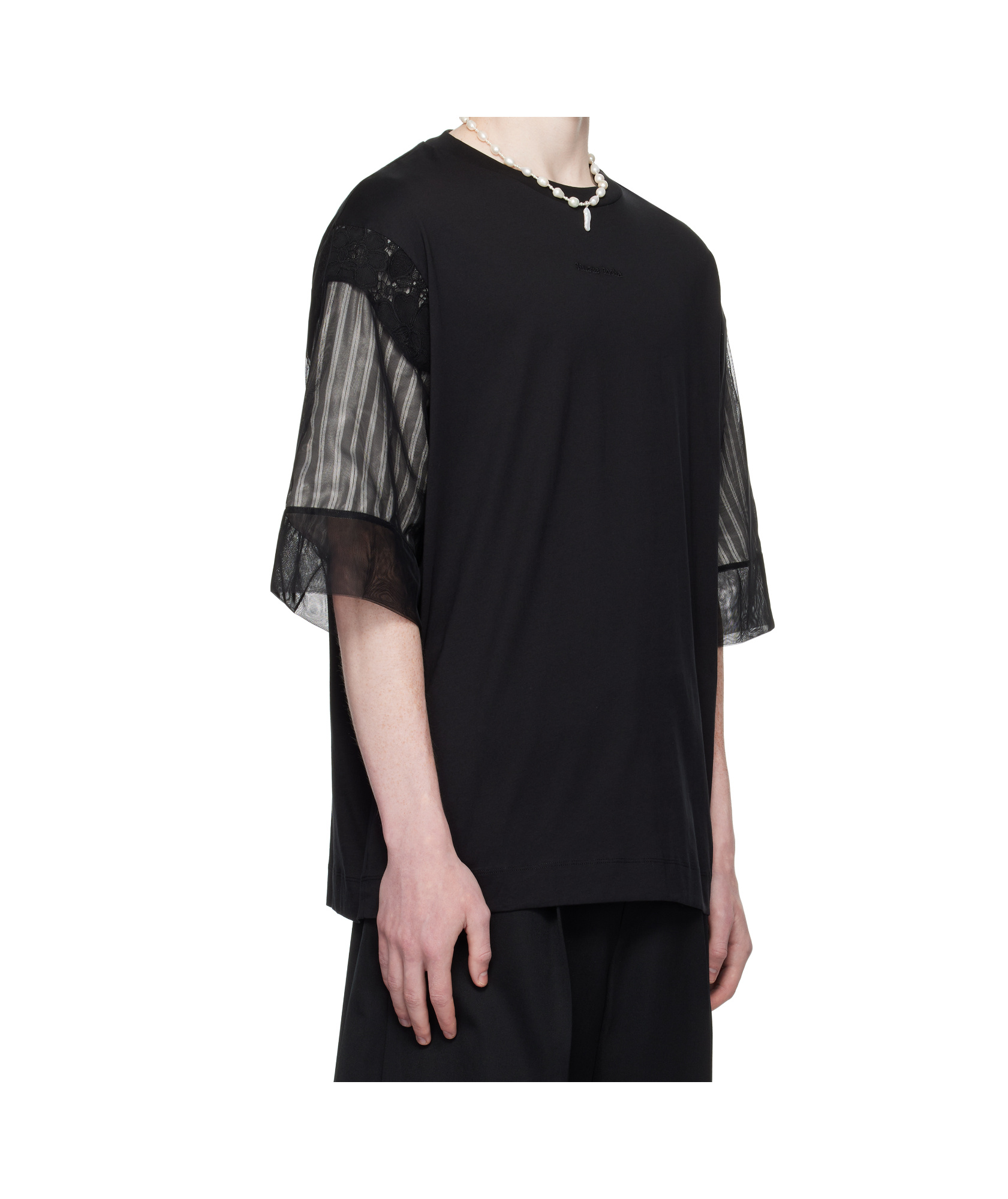 Simone Rocha Trapped Lace Patchwork T-shirt In Black