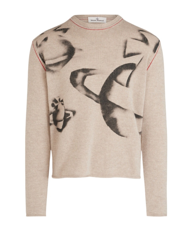 Vivienne Westwood Mens Orbit Crewneck Wool And Cashmere-blend Jumper Oatmeal In Nude