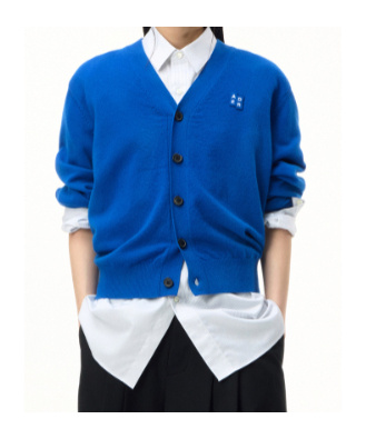 Ader Error Long-sleeved Knitted Cardigan In Blue