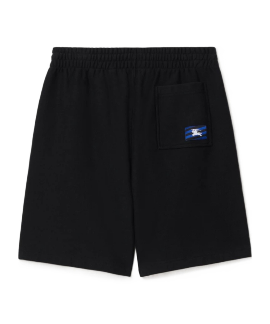 Burberry Ekd-embroidered Cotton Track Shorts In Black