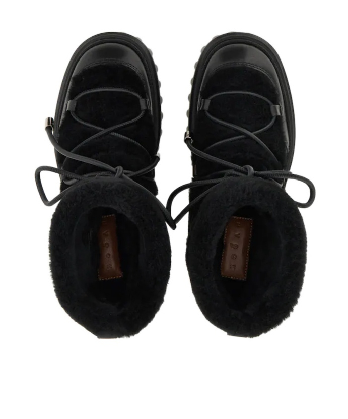 Hogan Fur-trimmed Boots In Black