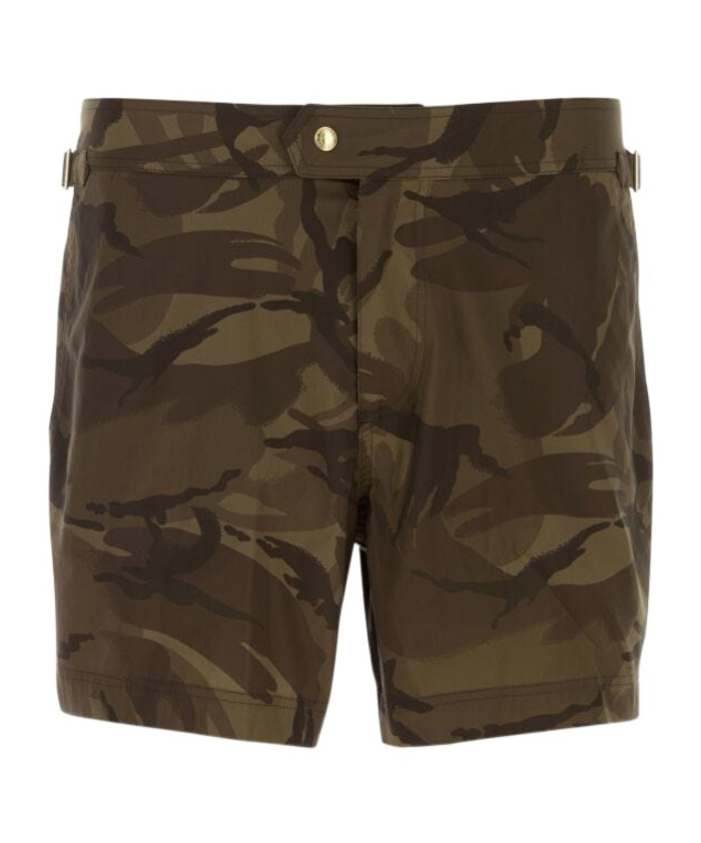 Tom Ford Camouflage Swim Trunks In Green