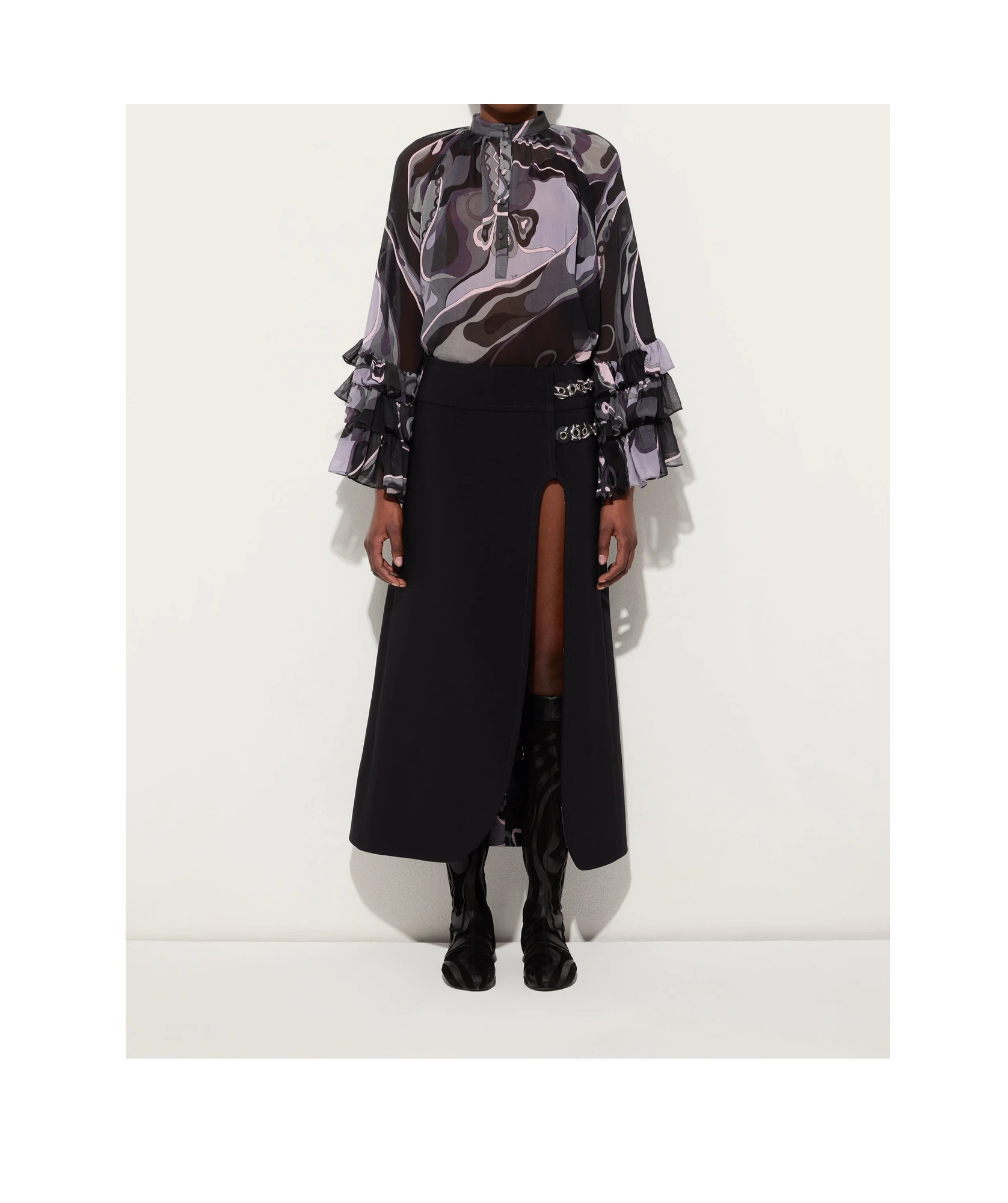Pucci Midi Skirt With Internal Print In Black