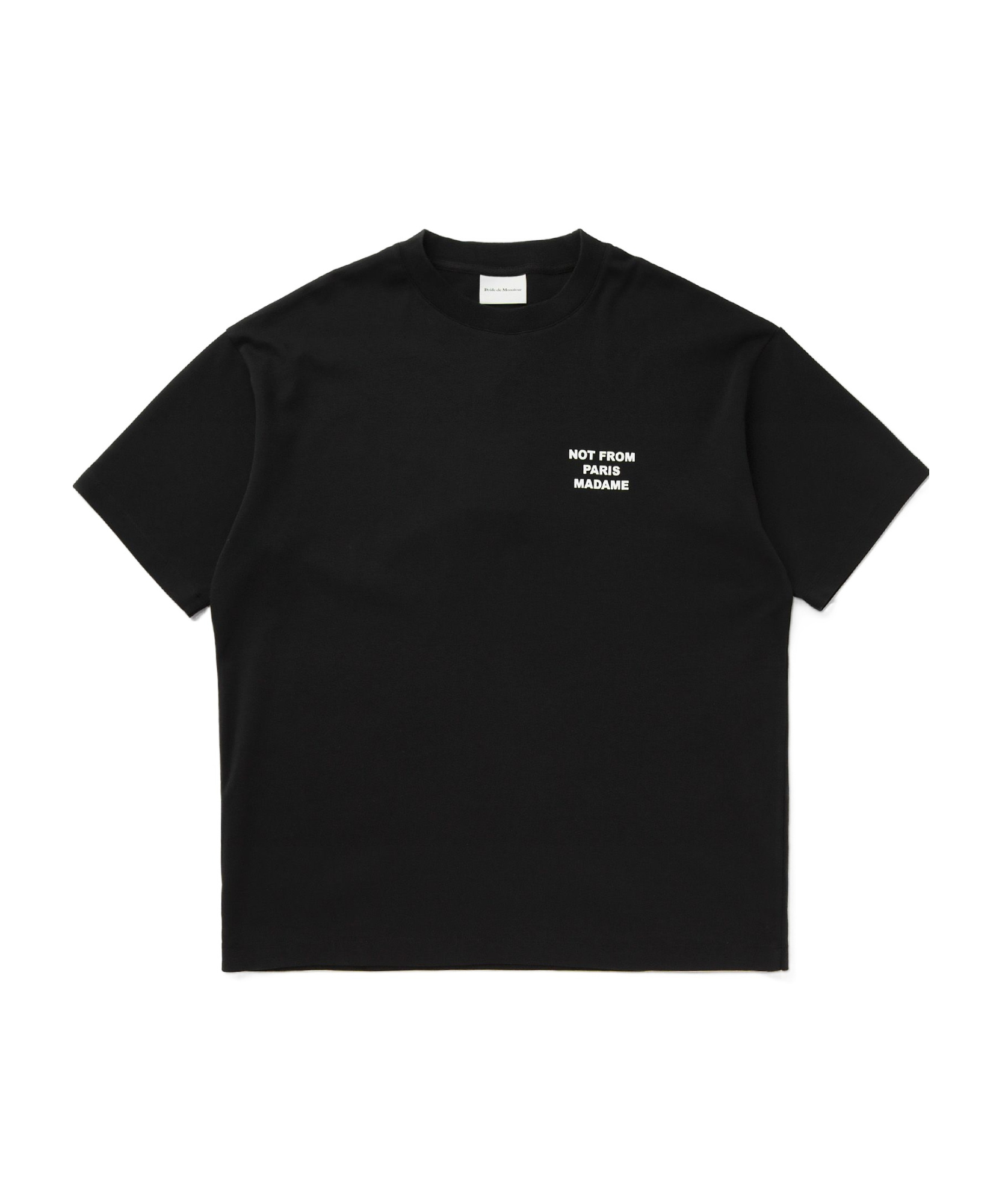 Drôle De Monsieur Black Crewneck T-shirt With Slogan Print On The Front And Back In Cotton Man