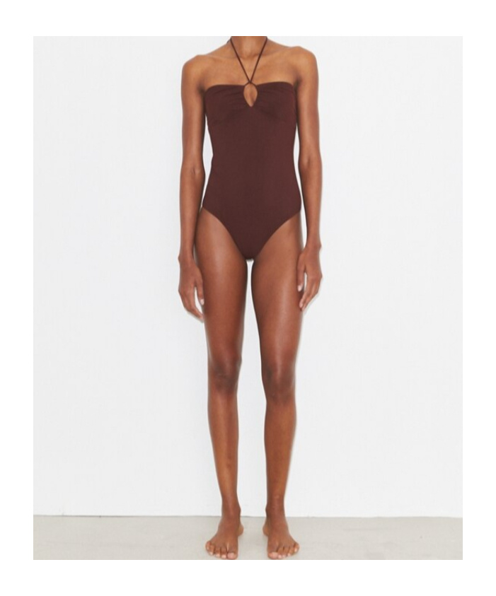 Tory Burch Halter Swimsuit In Burgundy
