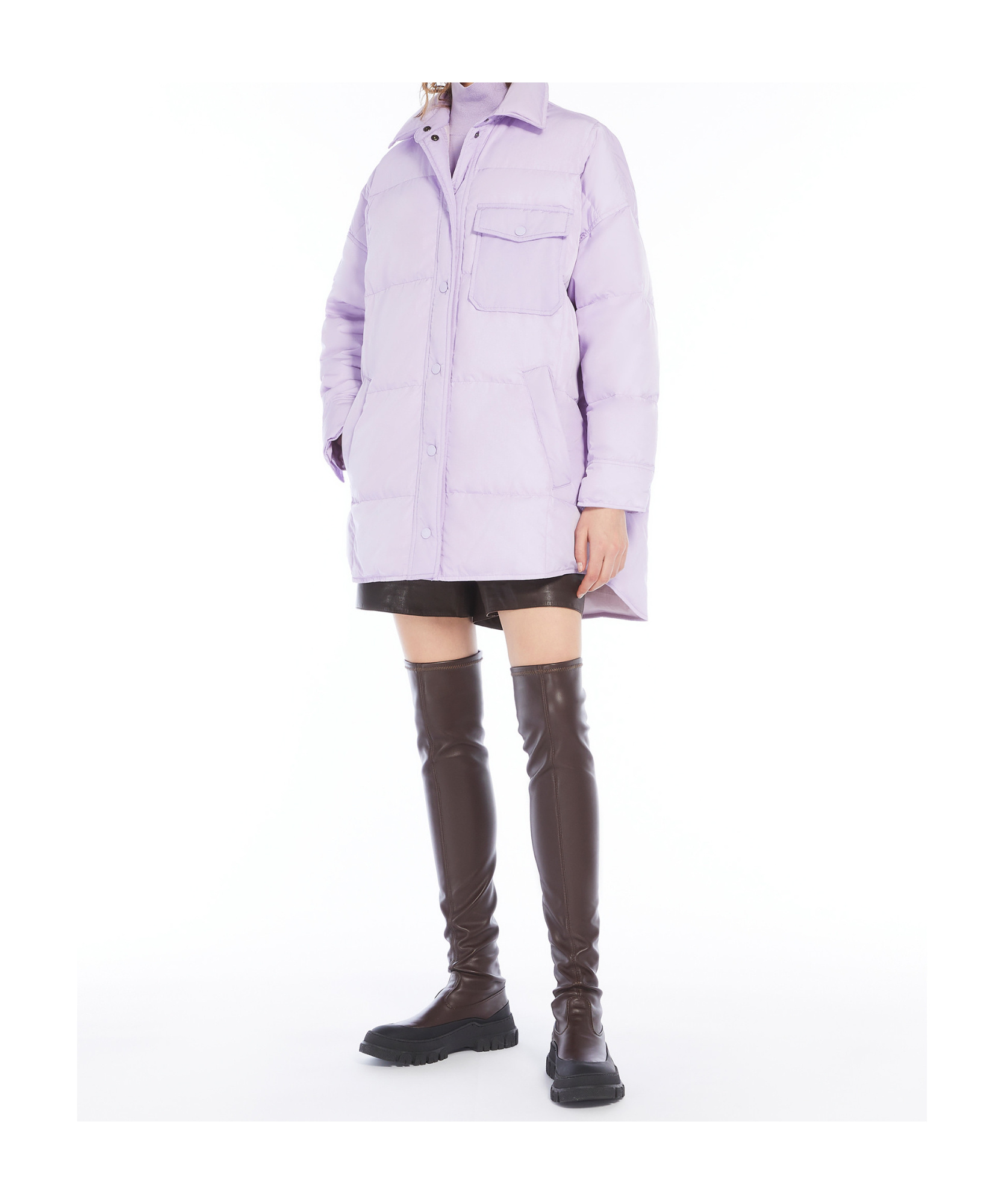 Weekend Max Mara Long-sleeved Down Jacket In Lavender