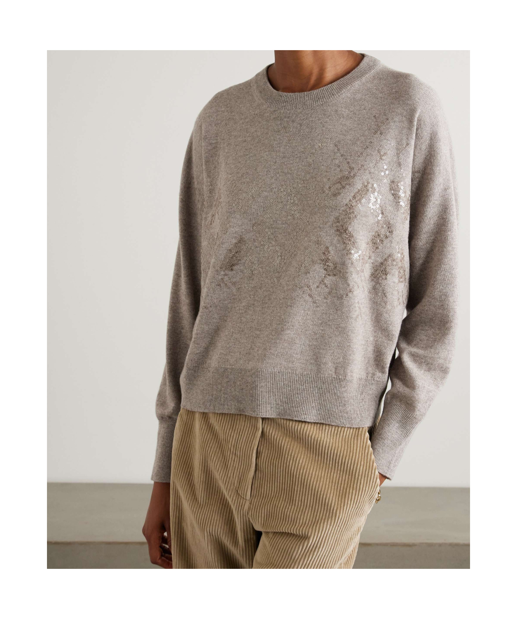Brunello Cucinelli Sequin-embellished Knitted Jumper In Nude