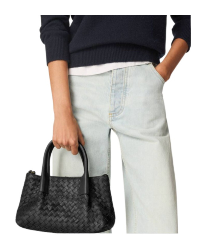 Bottega Veneta Knitted Design Handbag In White