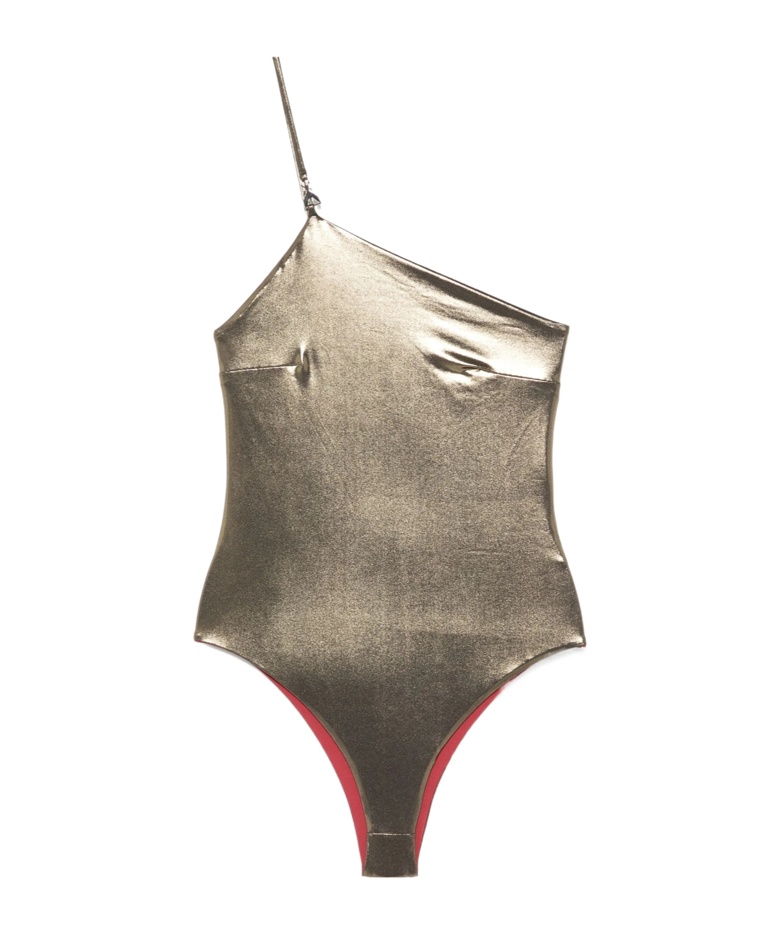 Patrizia Pepe Lamé-effect Swimsuit In Brown