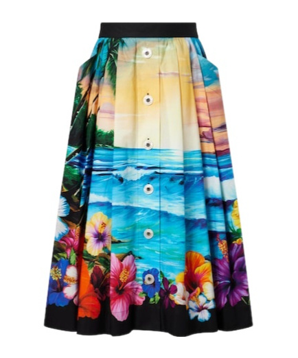 Dolce & Gabbana Printed Cotton Midi Skirt In Multicolor