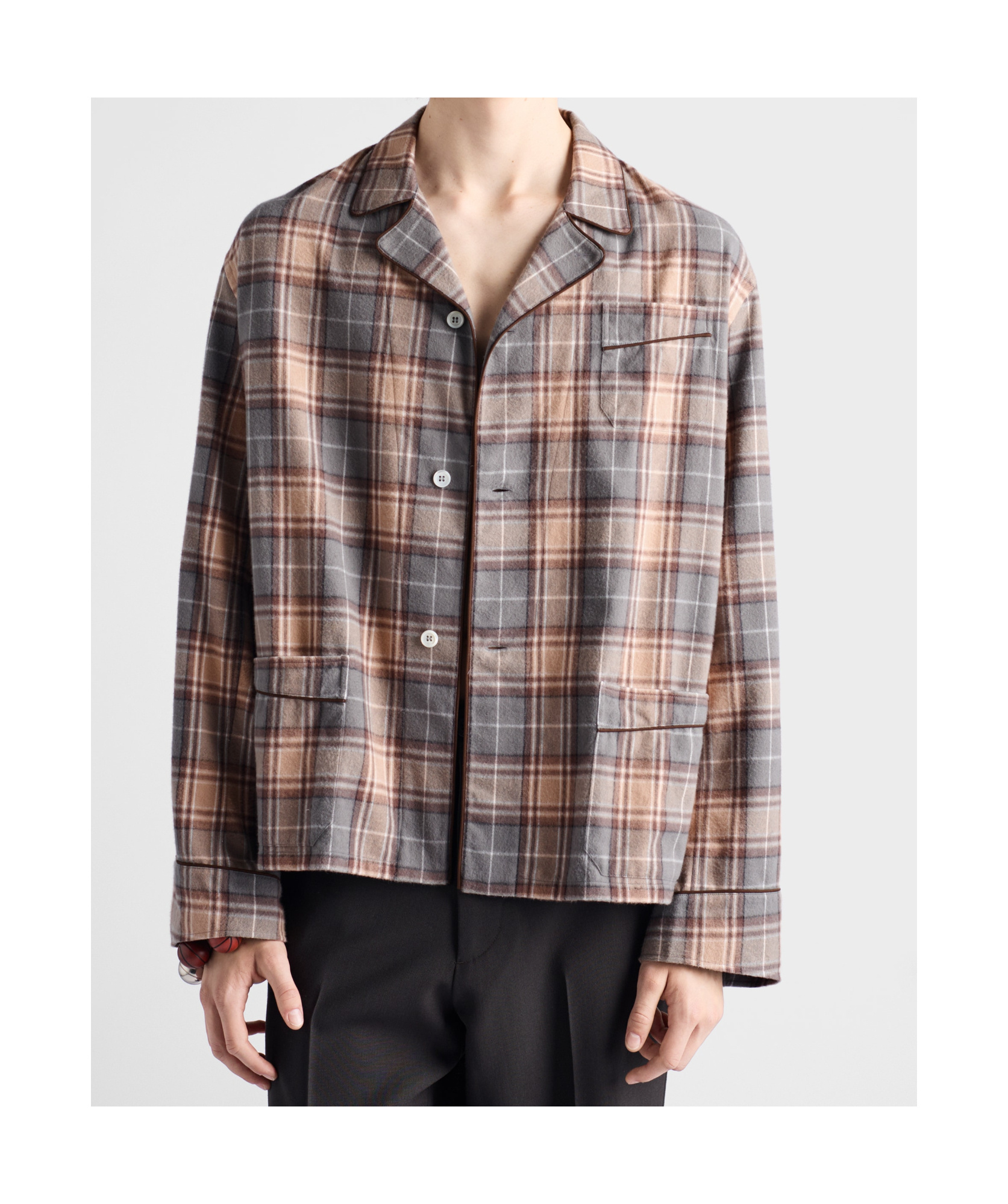 Prada Checked Cotton Shirt In Blue