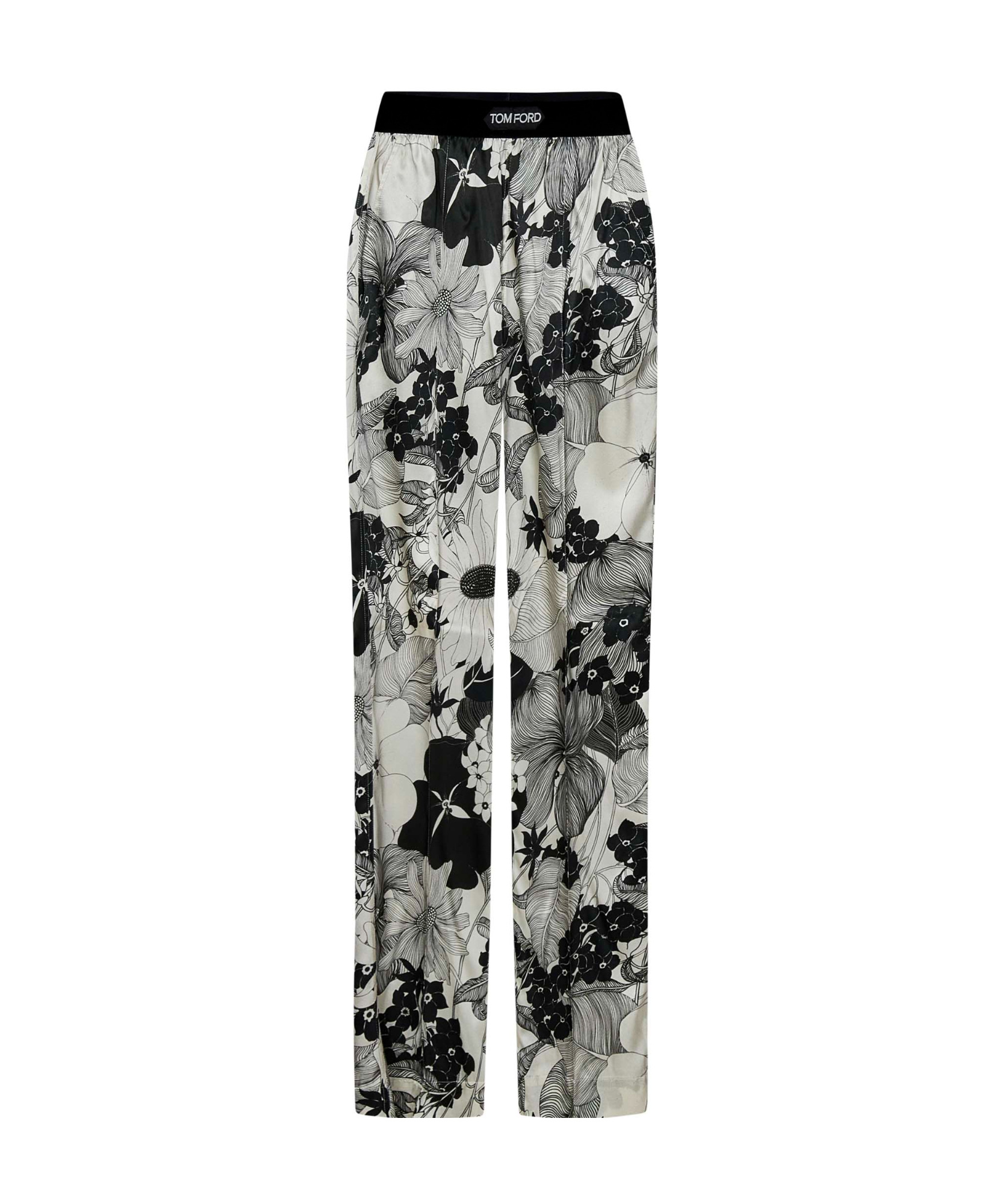 Shop Tom Ford Logo-waistband Floral-print Trousers In Gray