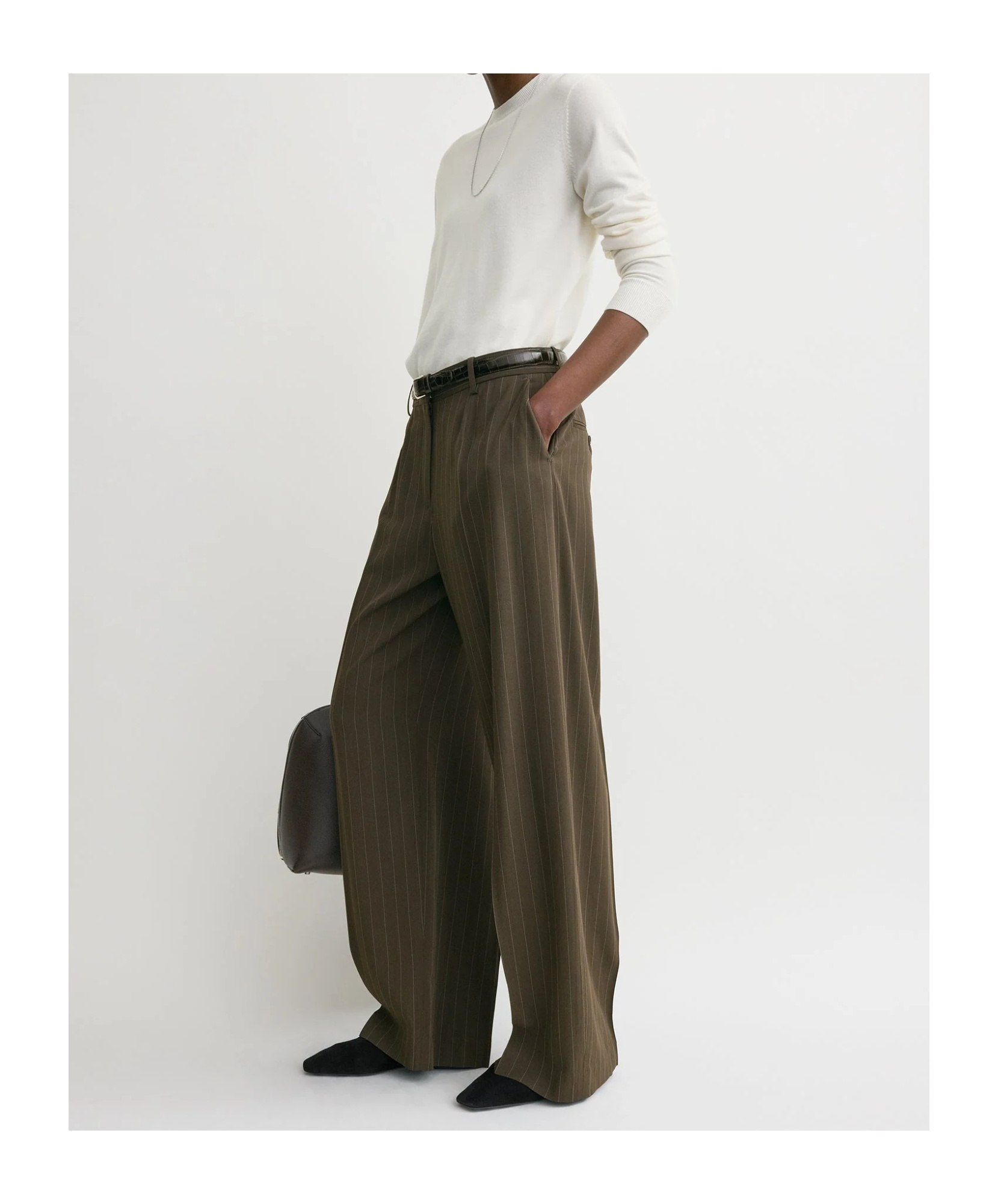 Totême Pinstripe Wide Trousers In Brown