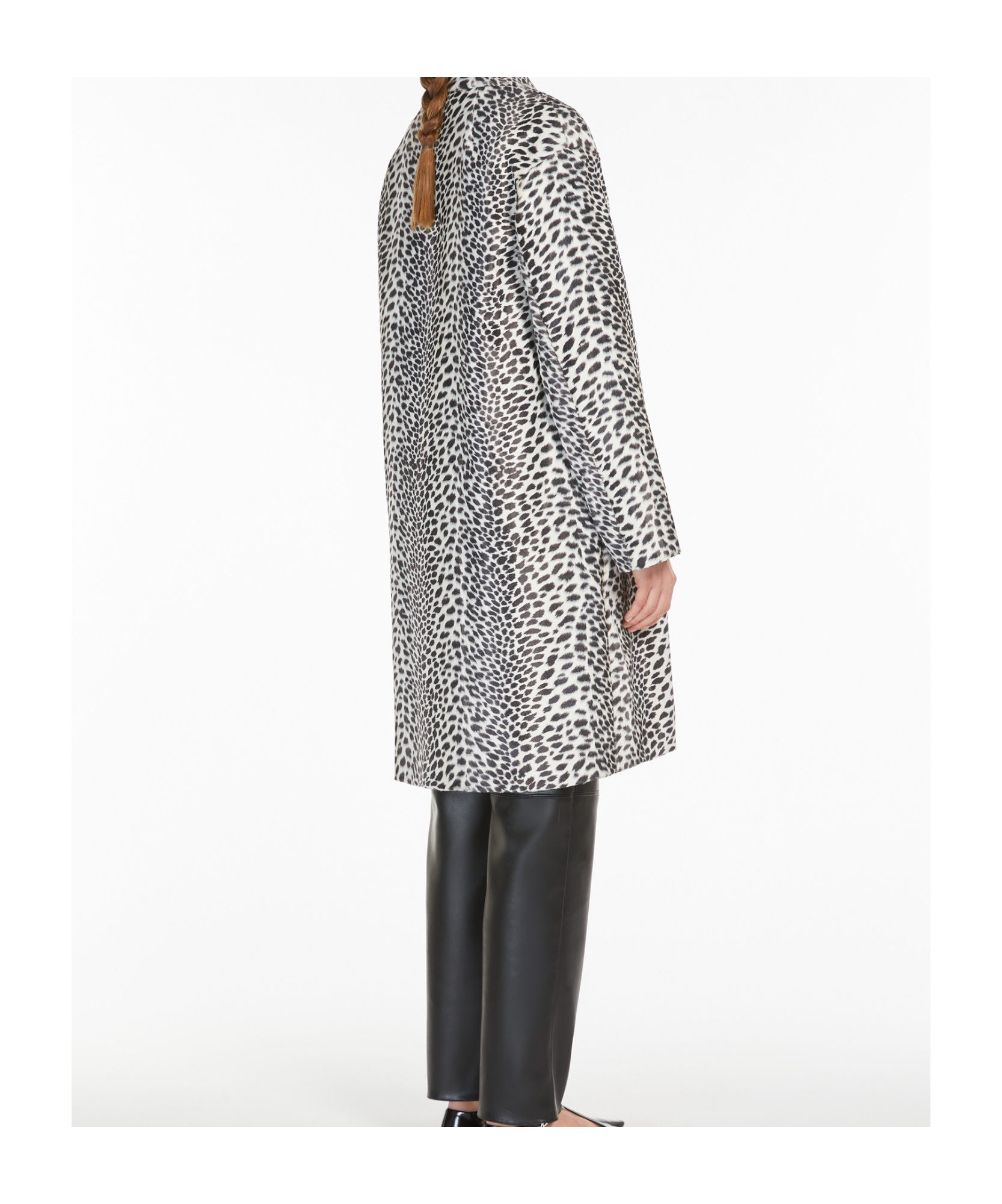 Max Mara Animal-printed Cocoon Style Cotton Coat With Lapel Collar In Multi