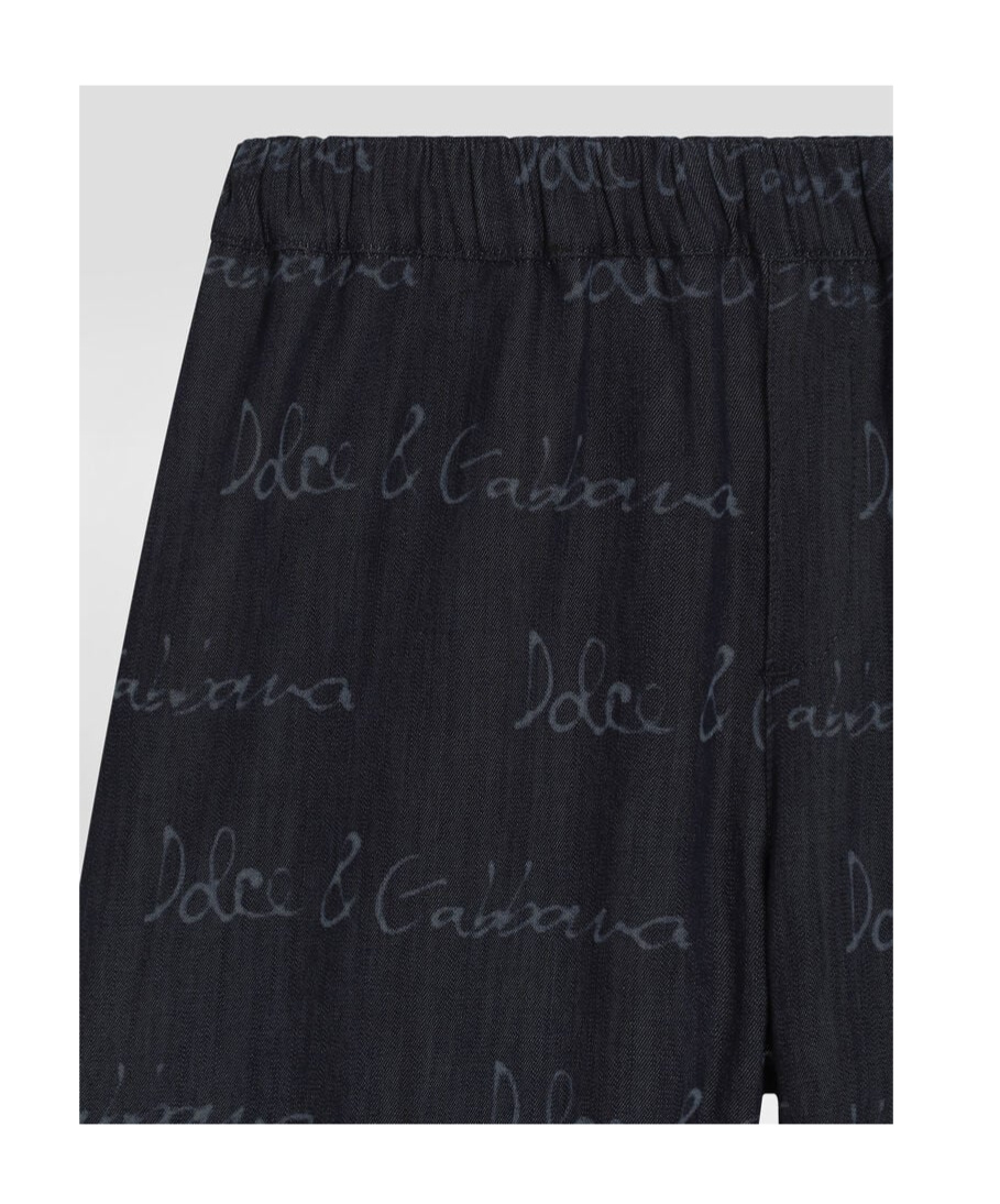 Dolce & Gabbana Denim Shorts With Dolcegabbana Logo In Black