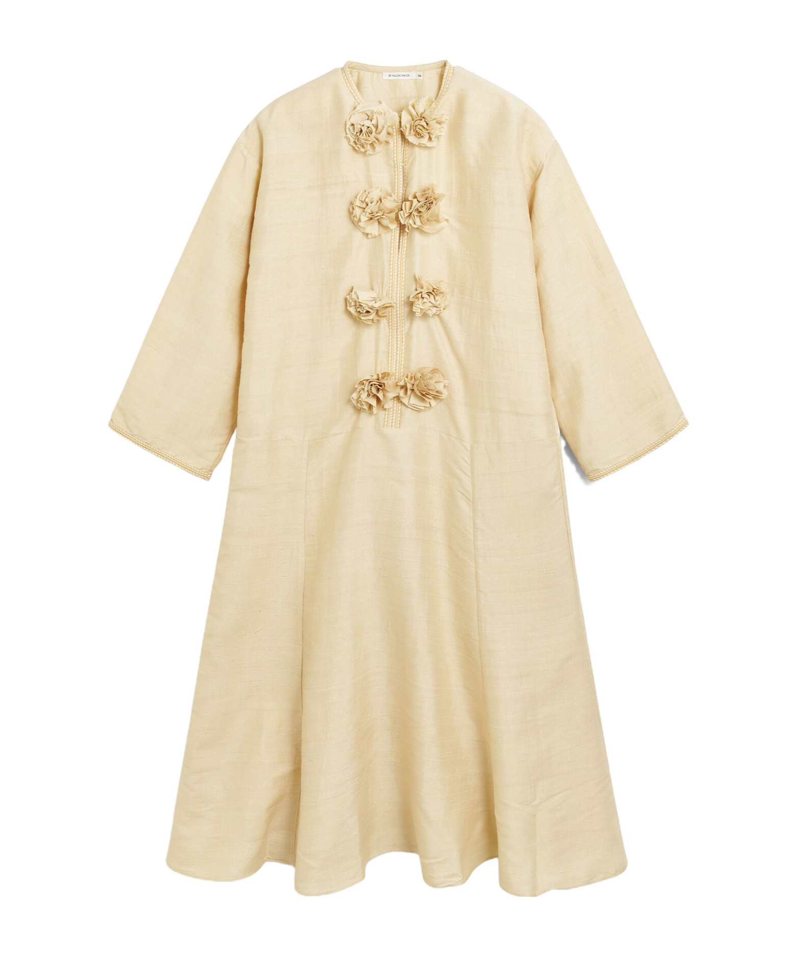 By Malene Birger Cicelia Rosette-detailed Silk Maxi Dress In Nude