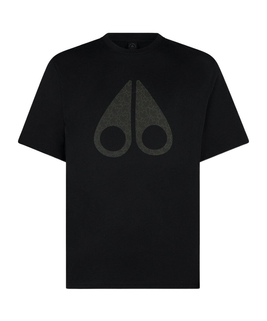 Moose Knuckles Short Sleeve Chamblee Leaf T Shirt Black In Black