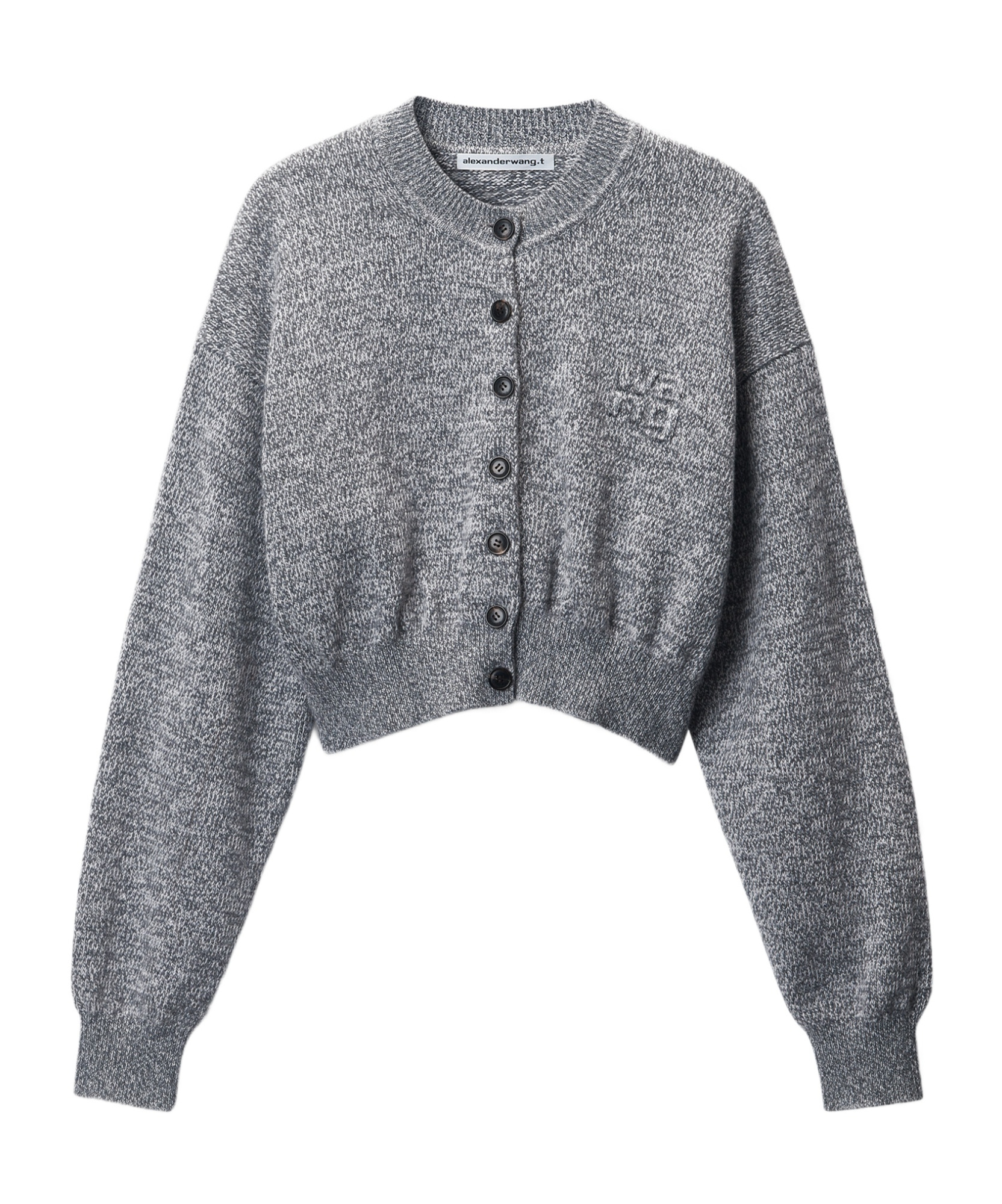 ALEXANDER WANG T BY ALEXANDER WANG LOGO DEBOSSED CROPPED CARDIGAN