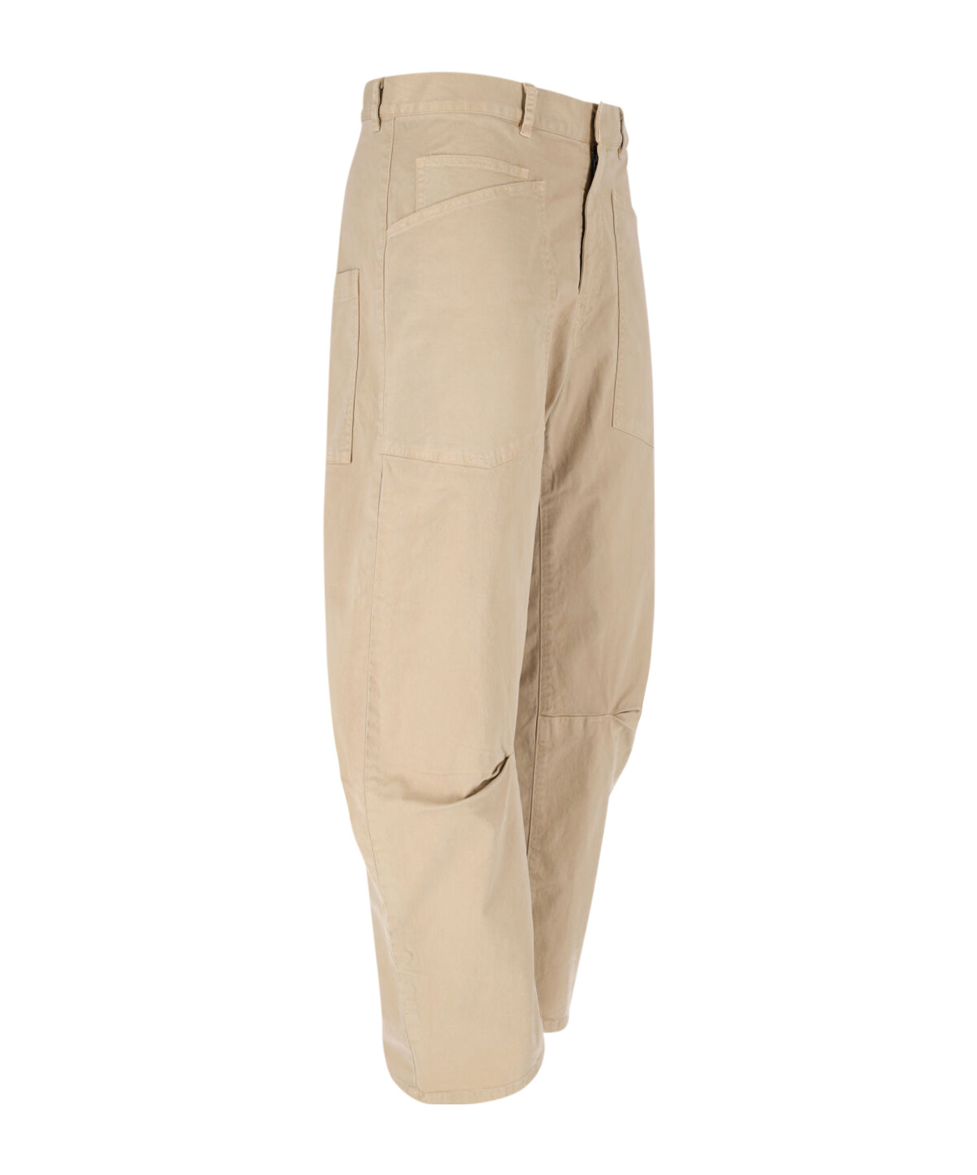 Nili Lotan Relaxed Fit Barrel Leg Pant In Beige
