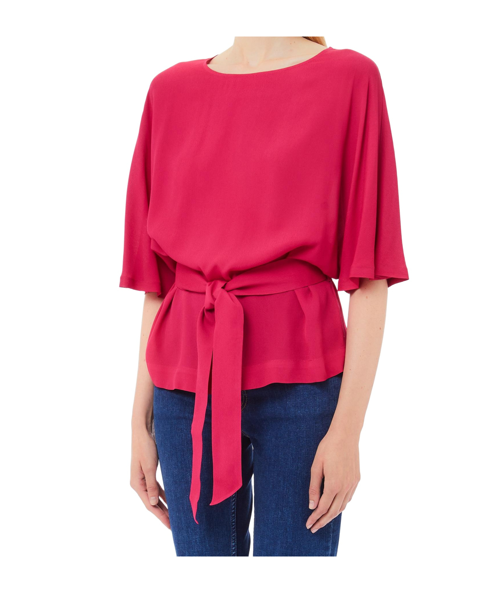 Liu •jo Liu Jo Crewneck Crepe T In Rebel Rose