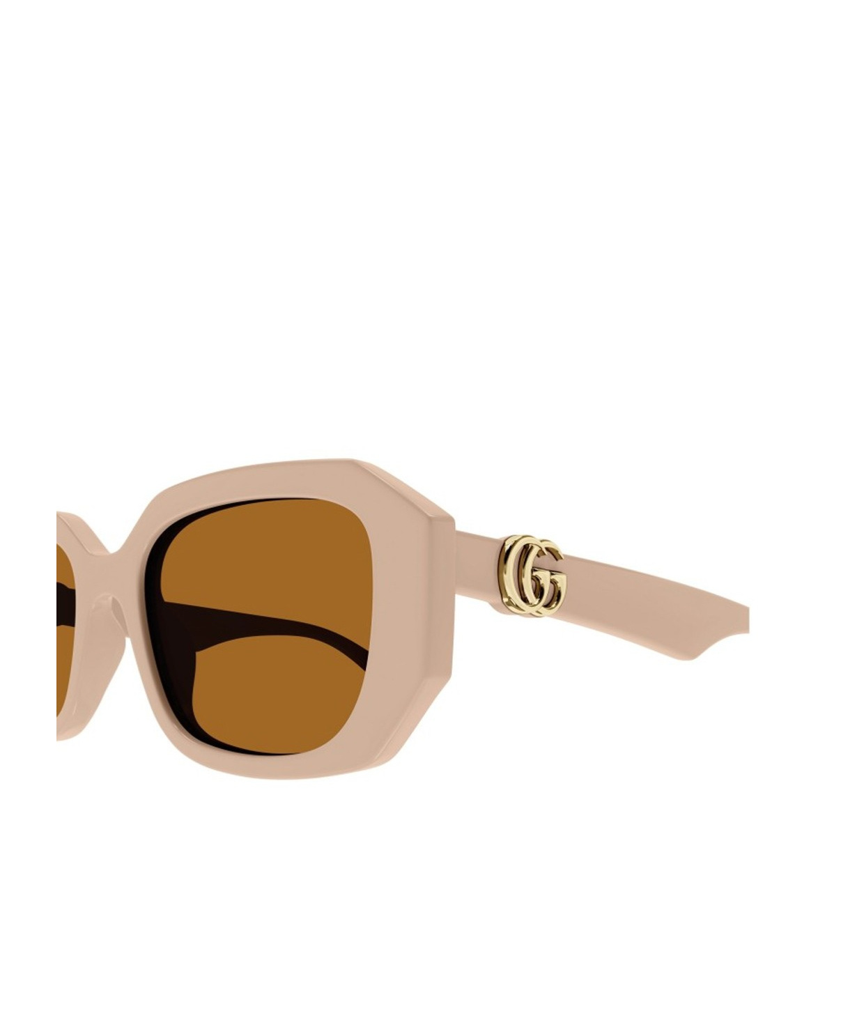 Gucci Double-g Geometric-frame Sunglasses In Brown